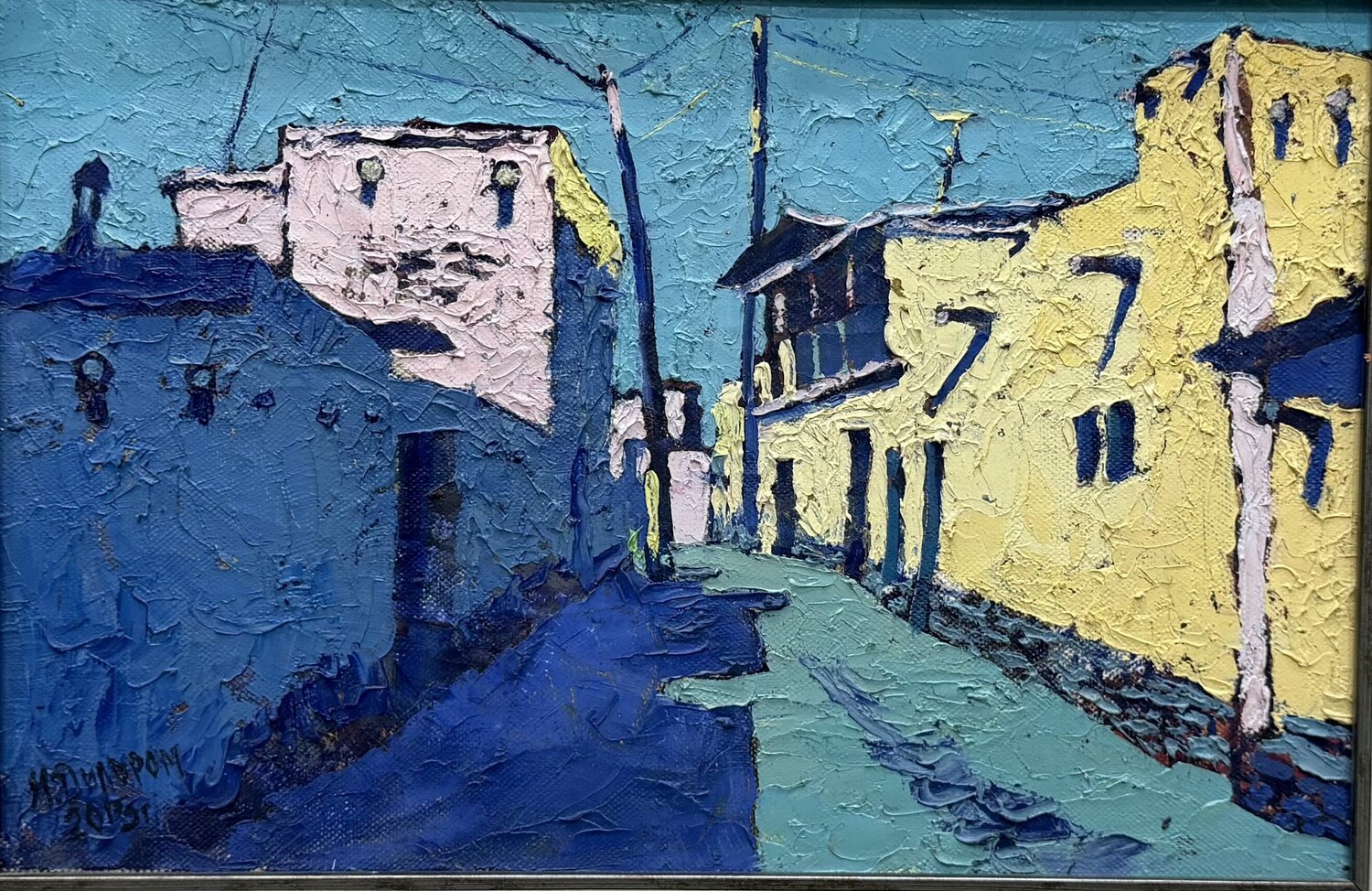 Old Town Street: Contrasts of the East Dilorom Mamedova Original painting for sale