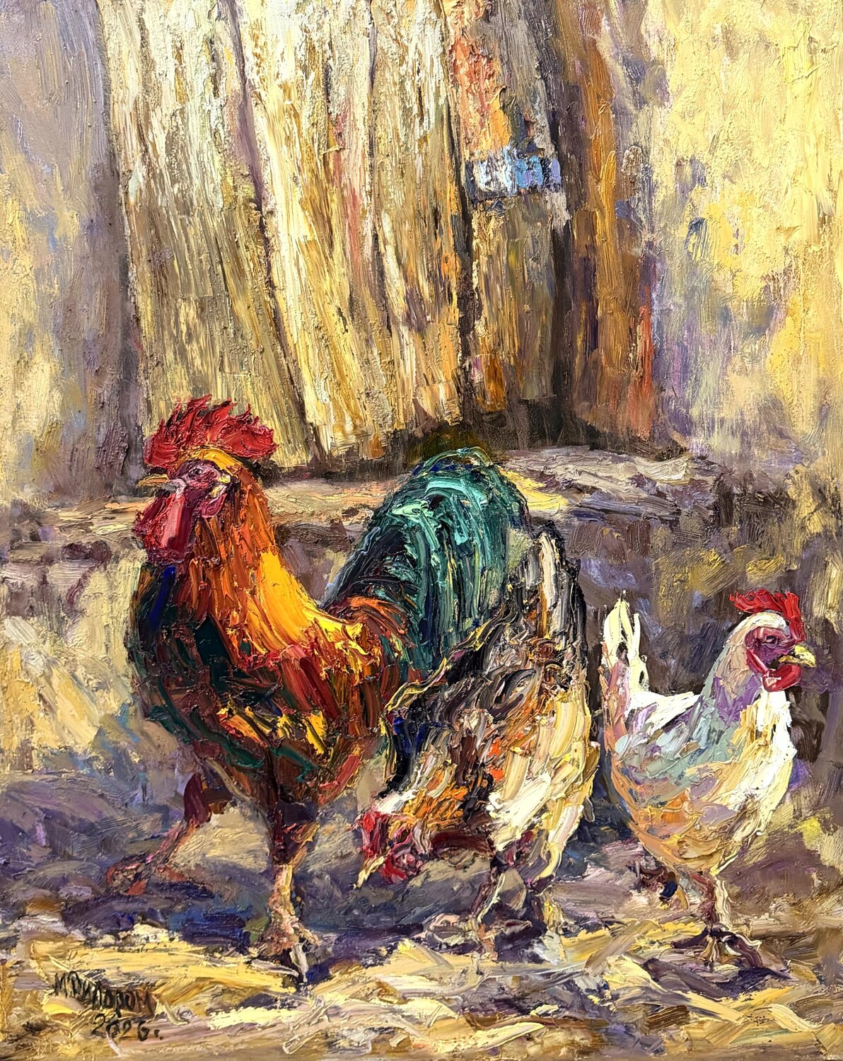 Lord of the Barnyard Dilorom Mamedova Original painting for sale