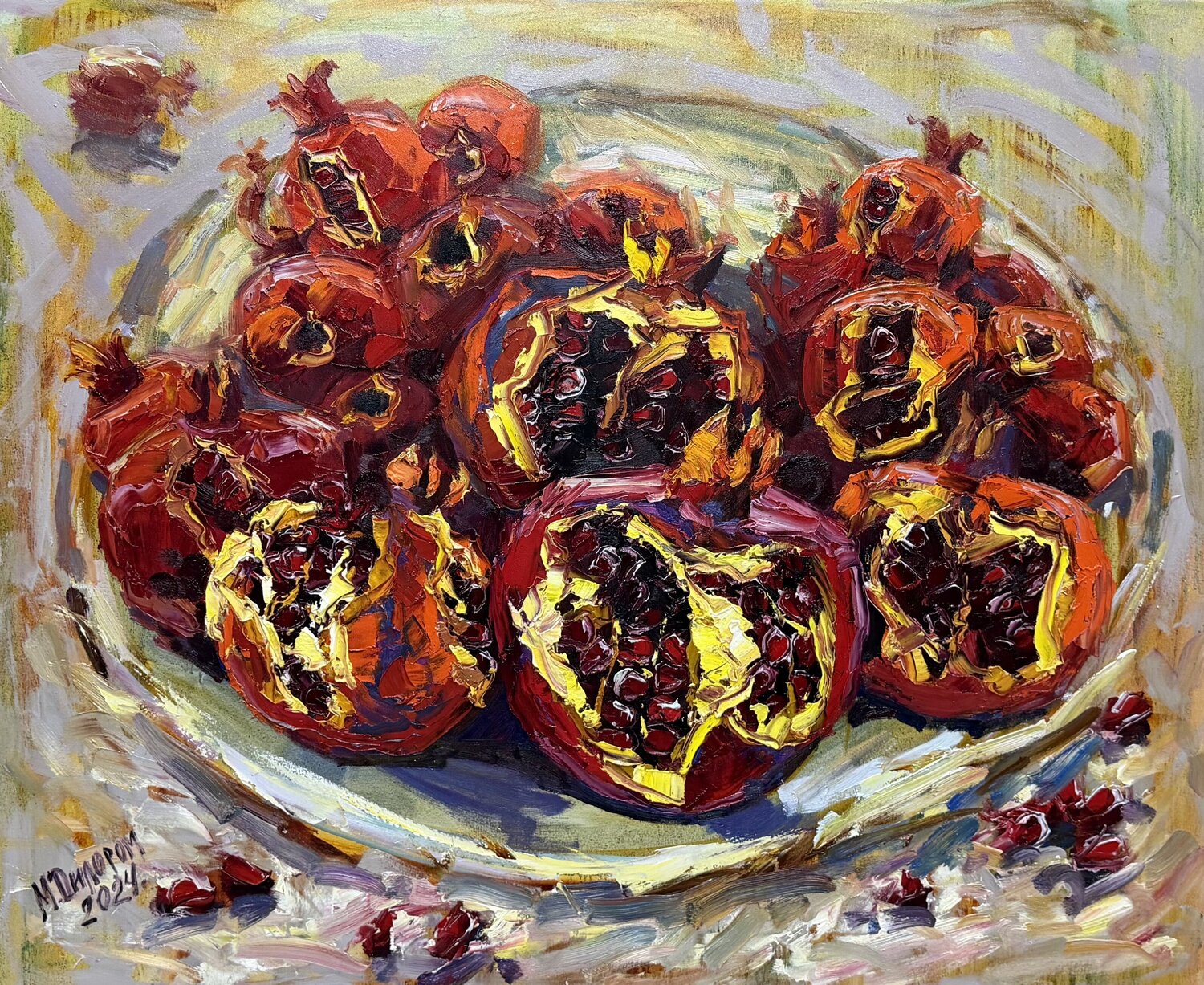 Juicy Pomegranates Dilorom Mamedova Originalgemälde zu verkaufen