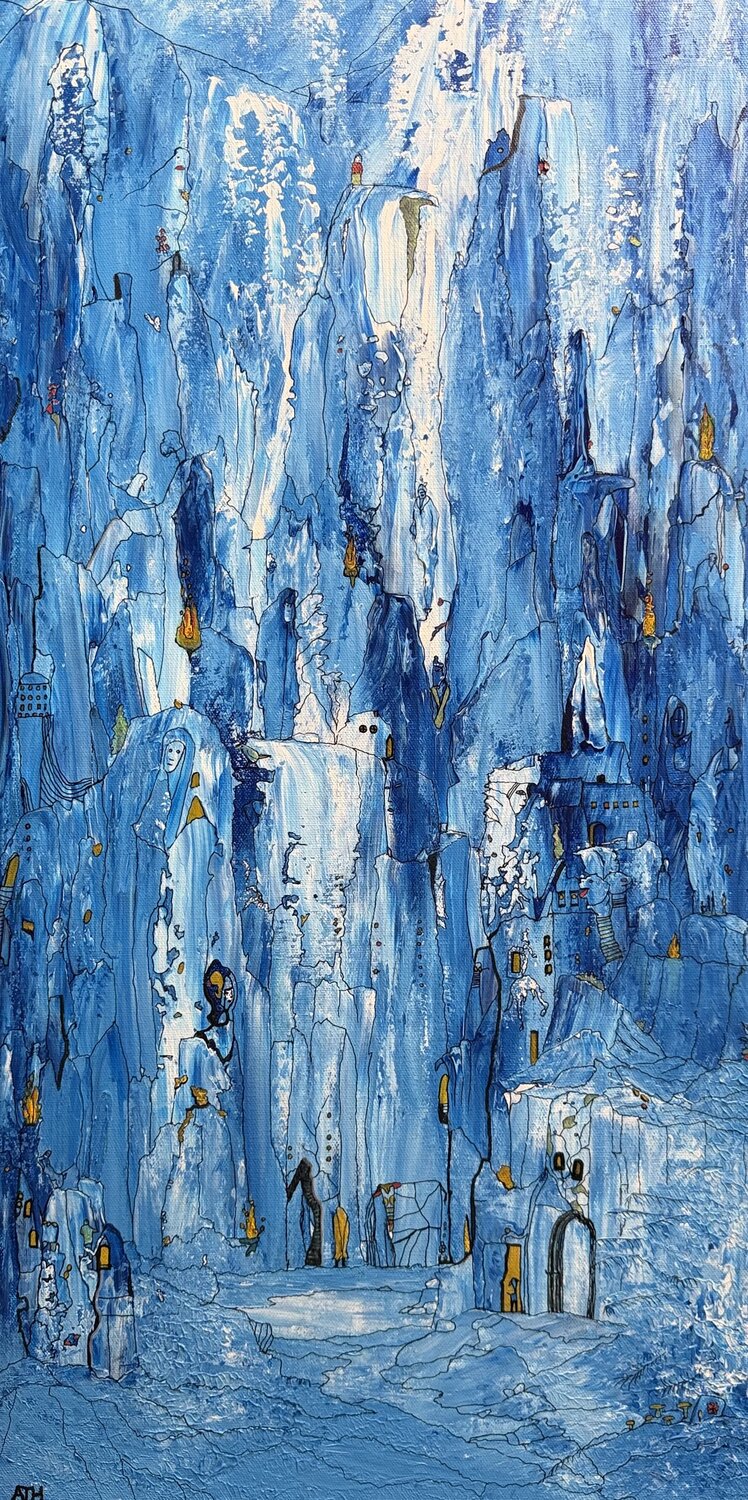 Society no.6: Deep in the hidden mountains. Anette Thorup Hansen Original painting for sale