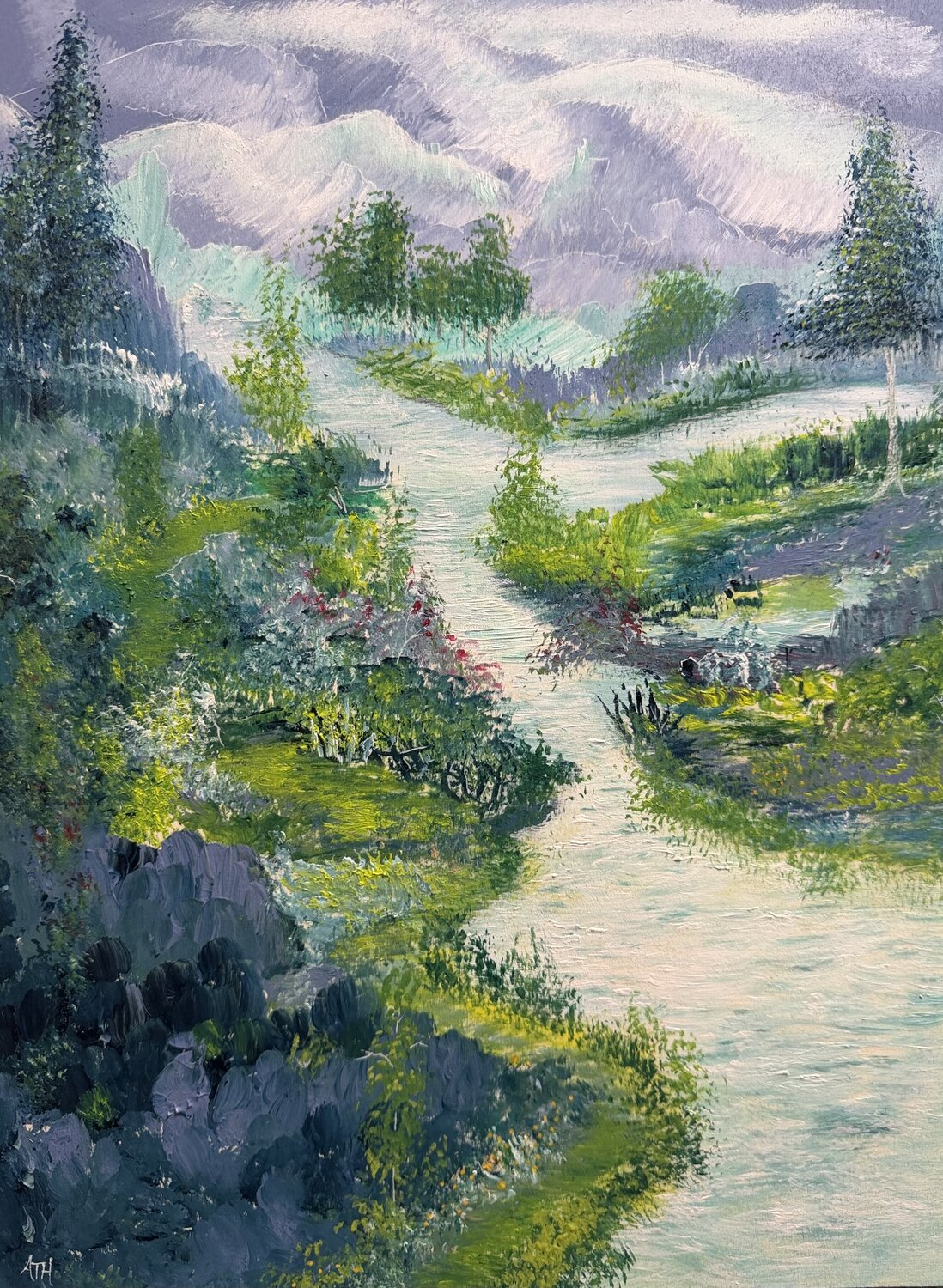 Spring no.3 : River view Anette Thorup Hansen Original painting for sale