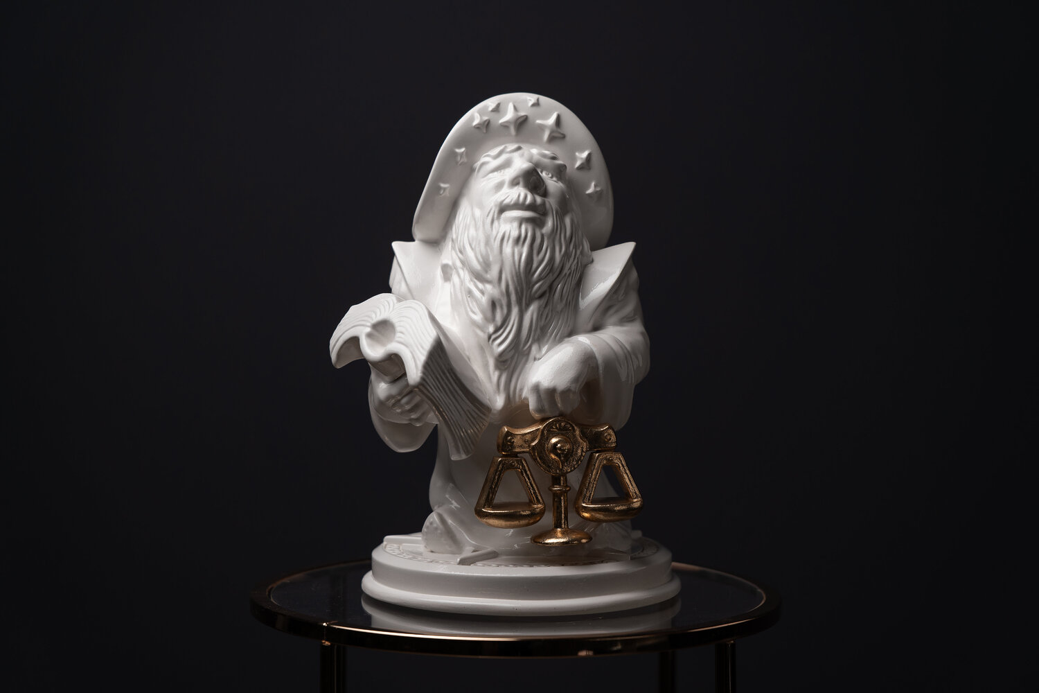 Libra Zodiac Sign White&Gold Collection Valeria Anton Sculpture for sale
