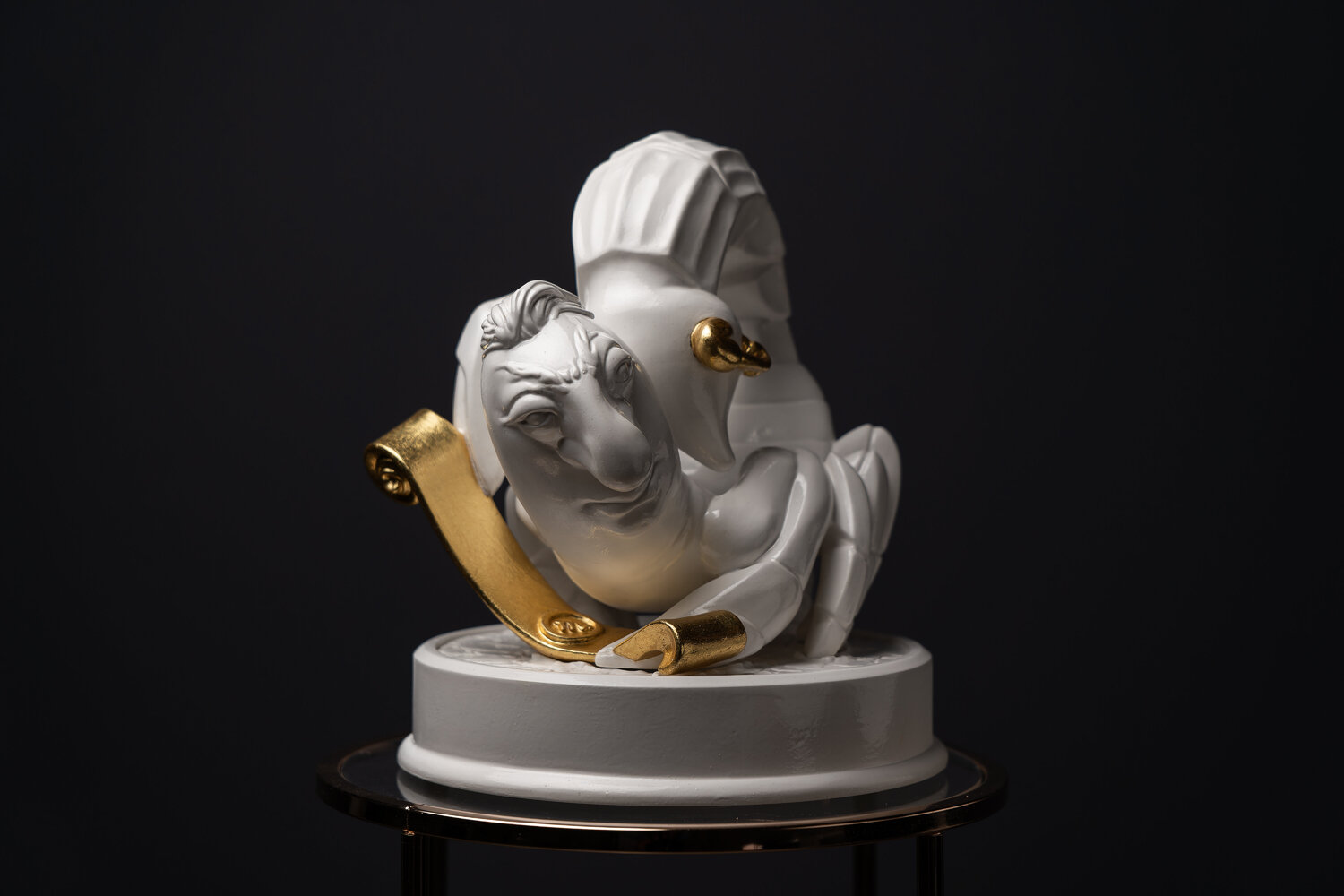 Mysterious Scorpio Zodiac Sign White&Gold Collection Valeria Anton Sculpture for sale