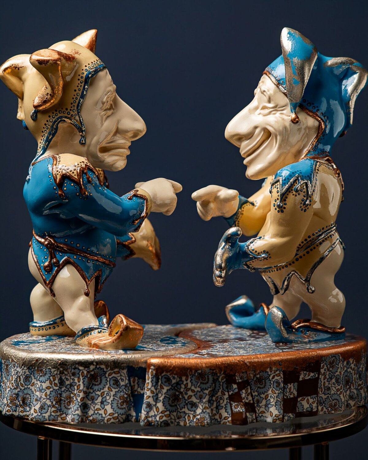 Gemini  Blue Masquerade Collection Valeria Anton Sculpture for sale
