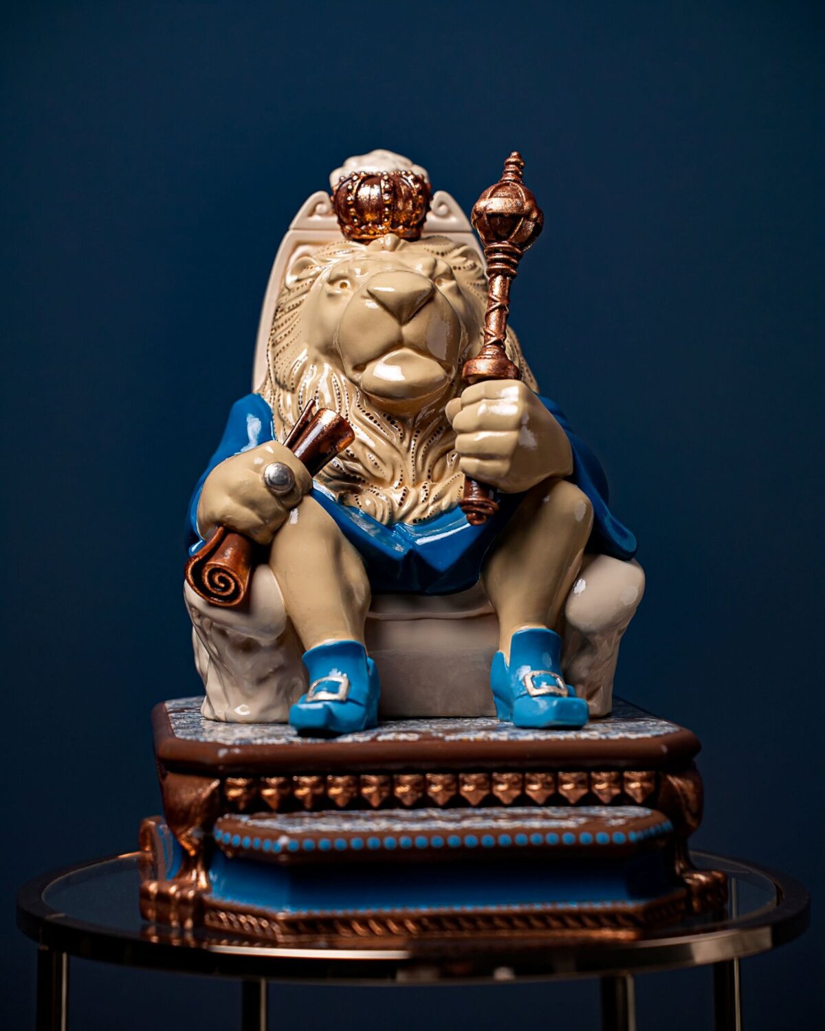 Leo  Blue Masquerade Collection Valeria Anton Sculpture for sale