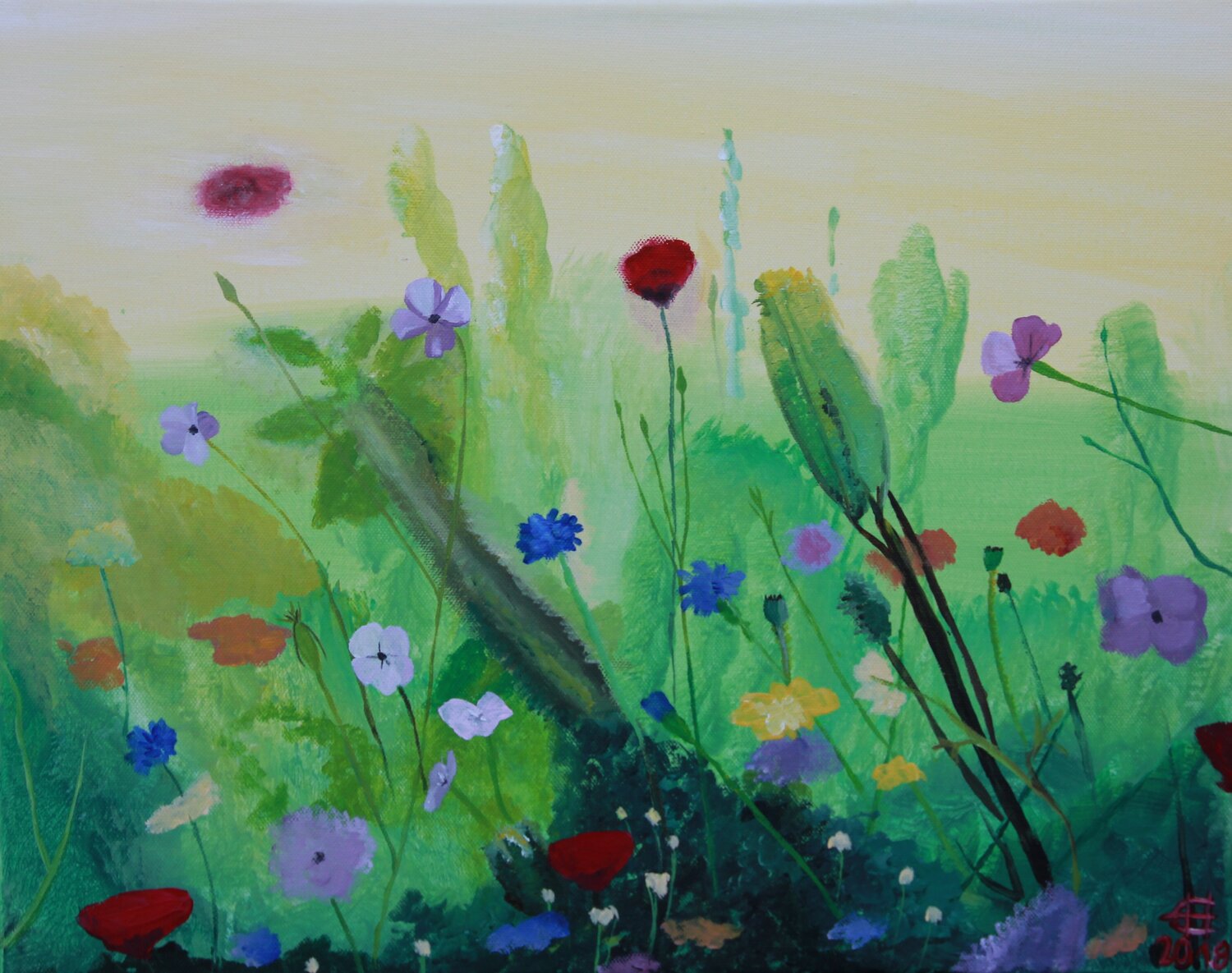 Blumenwiese Sommer Eliane Hofer Original painting for sale