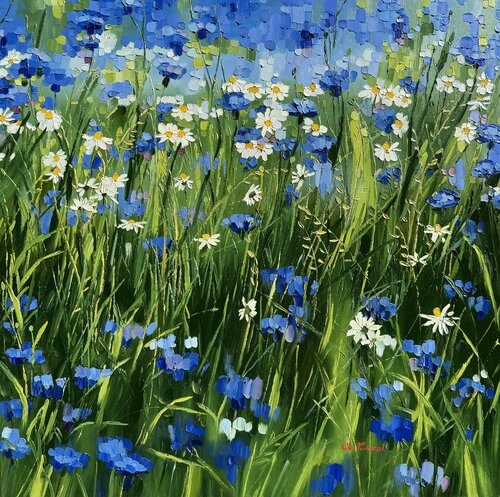 Cornflower blue by Ulyana Korol, Painting for Sale on Select