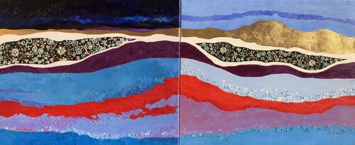 Nightfall diptych by Ulyana Korol, Painting for Sale on Select