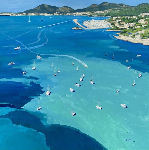 Pearls of Mallorca. View from the bird’s eye. by Ulyana Korol, Painting for Sale on Select