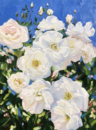 White roses by Ulyana Korol, Painting for Sale on Select