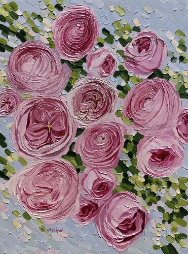 Pink marshmallow roses by Ulyana Korol, Painting for Sale on Select