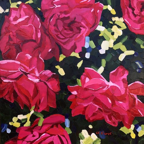 Red roses in the evening by Ulyana Korol, Painting for Sale on Select