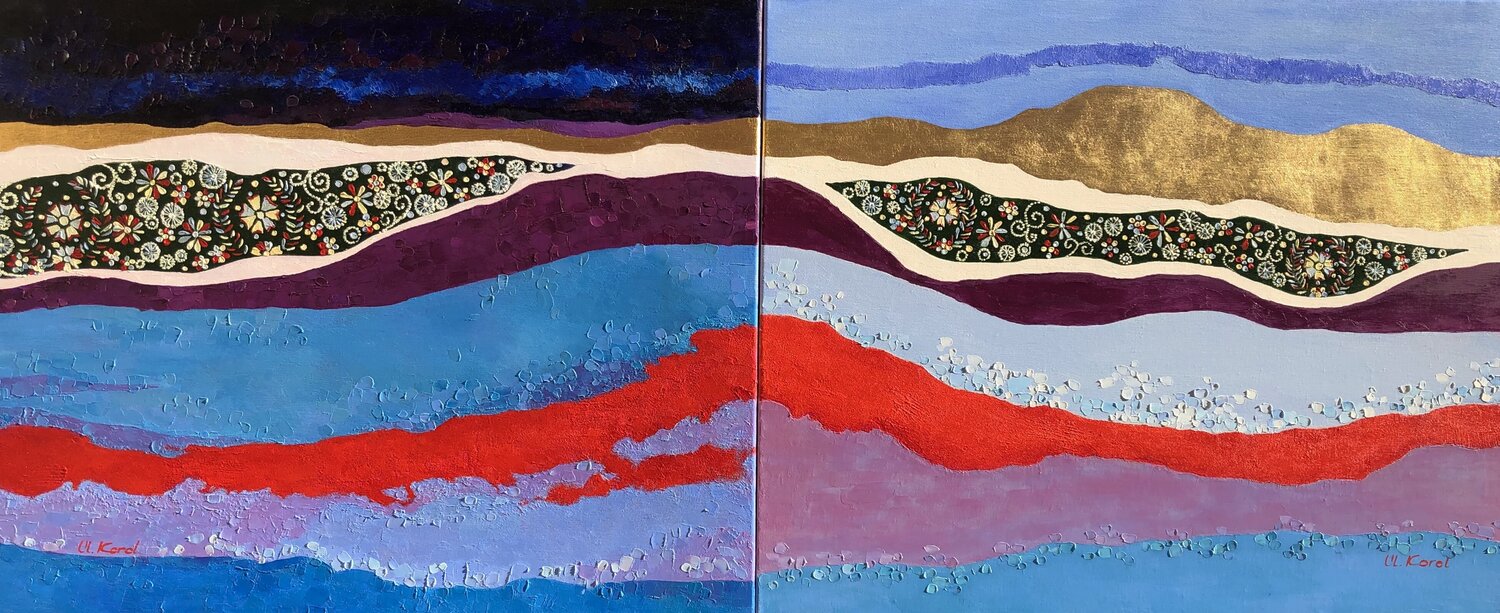 Nightfall diptych Ulyana Korol Original painting for sale