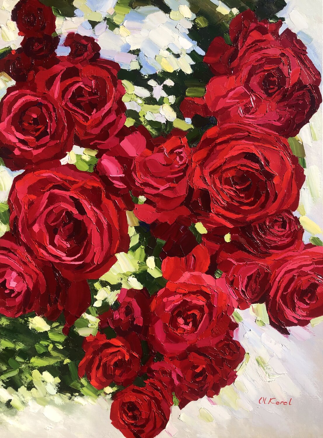 Ruby roses Ulyana Korol Original painting for sale