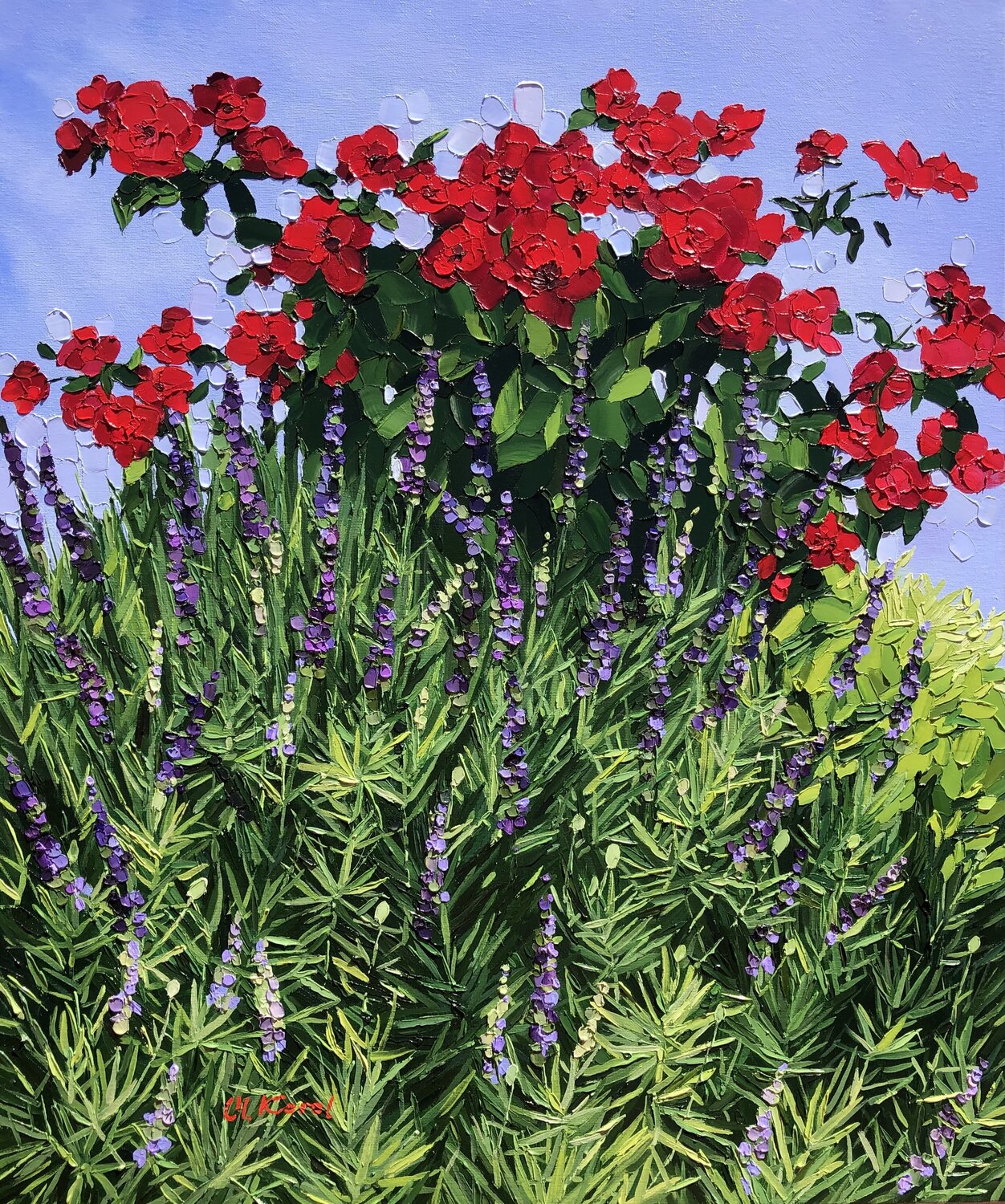 Roses and lavender Ulyana Korol Original painting for sale
