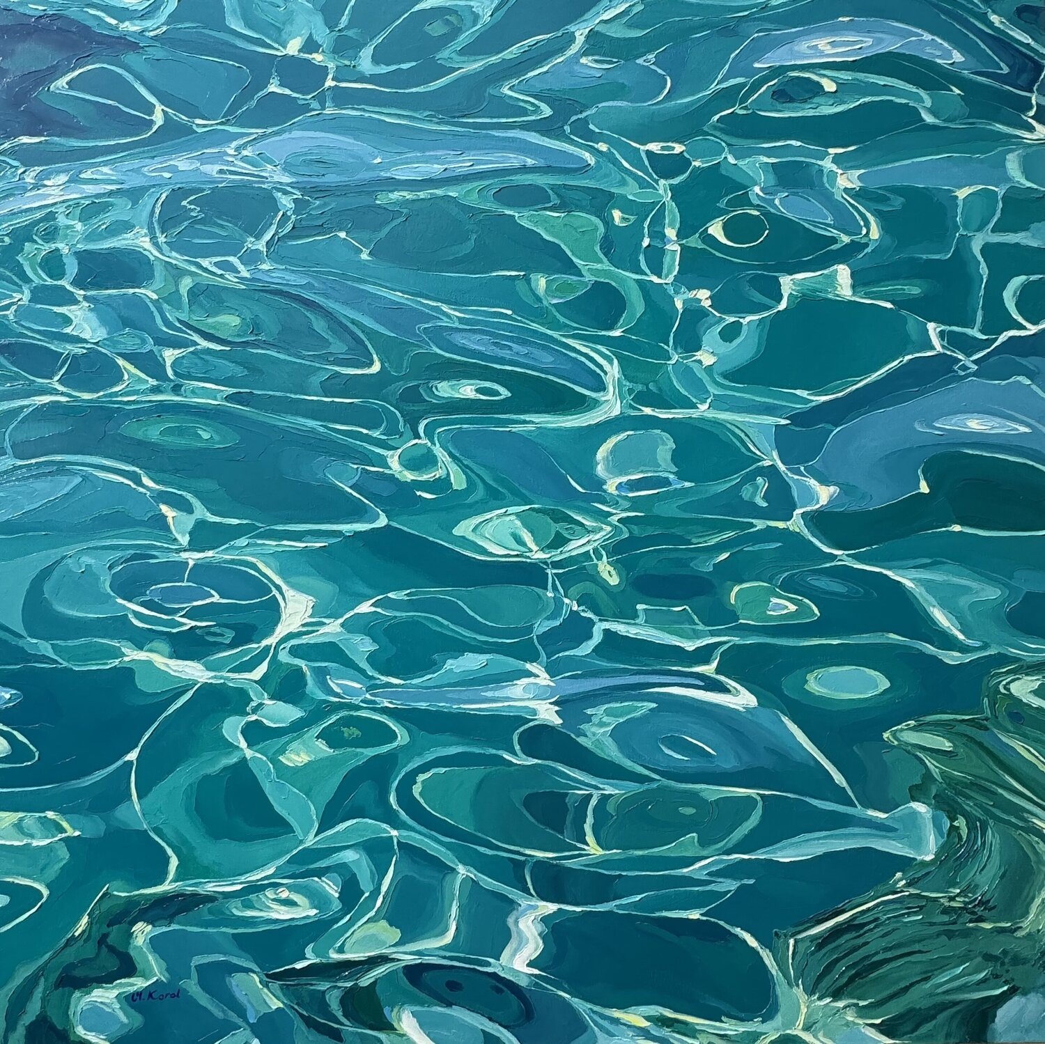 Liquid turquoise Ulyana Korol Original painting for sale