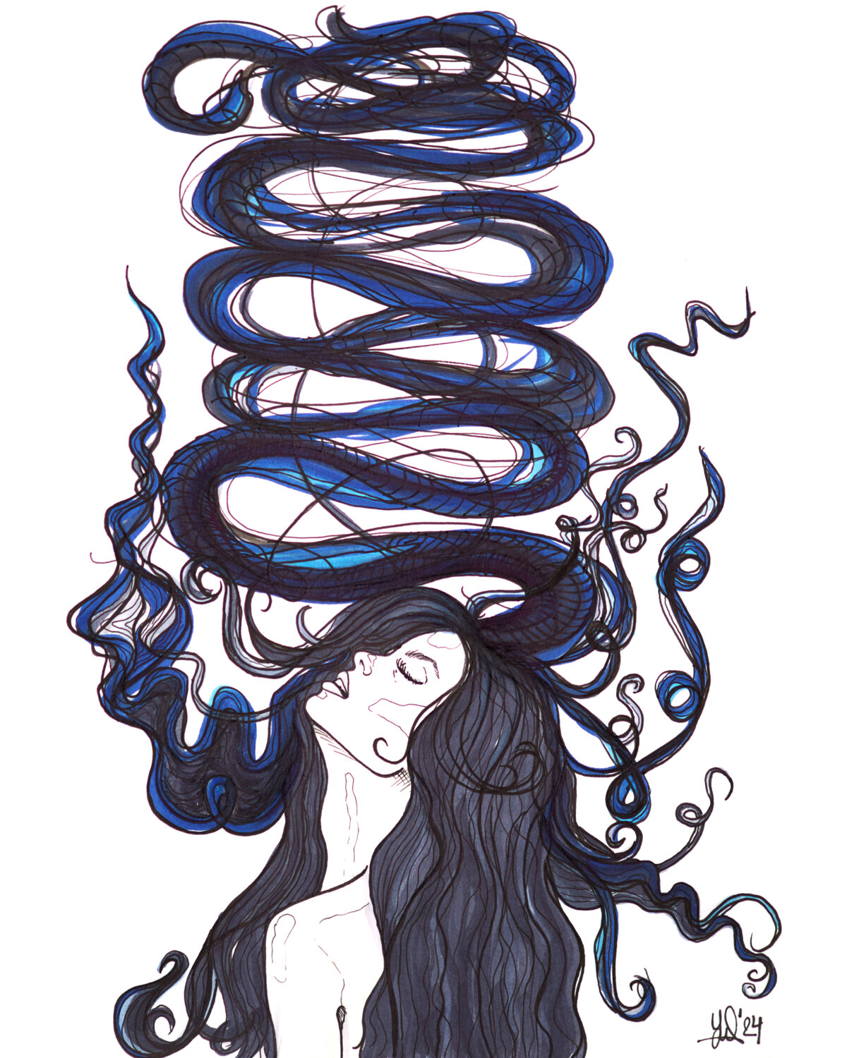 Thought Shadows Yvonne van Dalen Drawing for sale