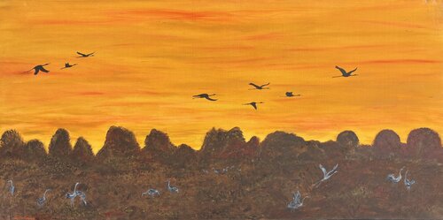 Gathering at Dusk by Britta Kaping, Painting for Sale on Select
