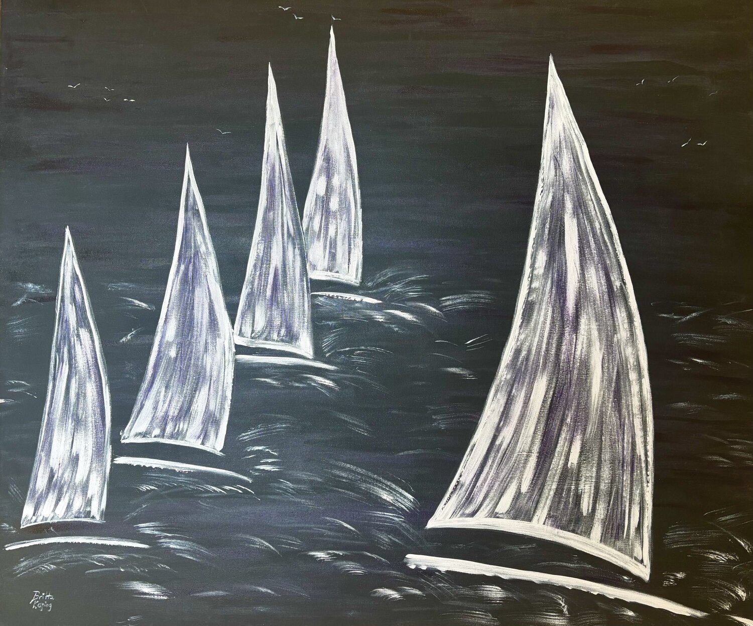 Dunkle Regatta - Mystic Horizon Britta Kaping Original painting for sale