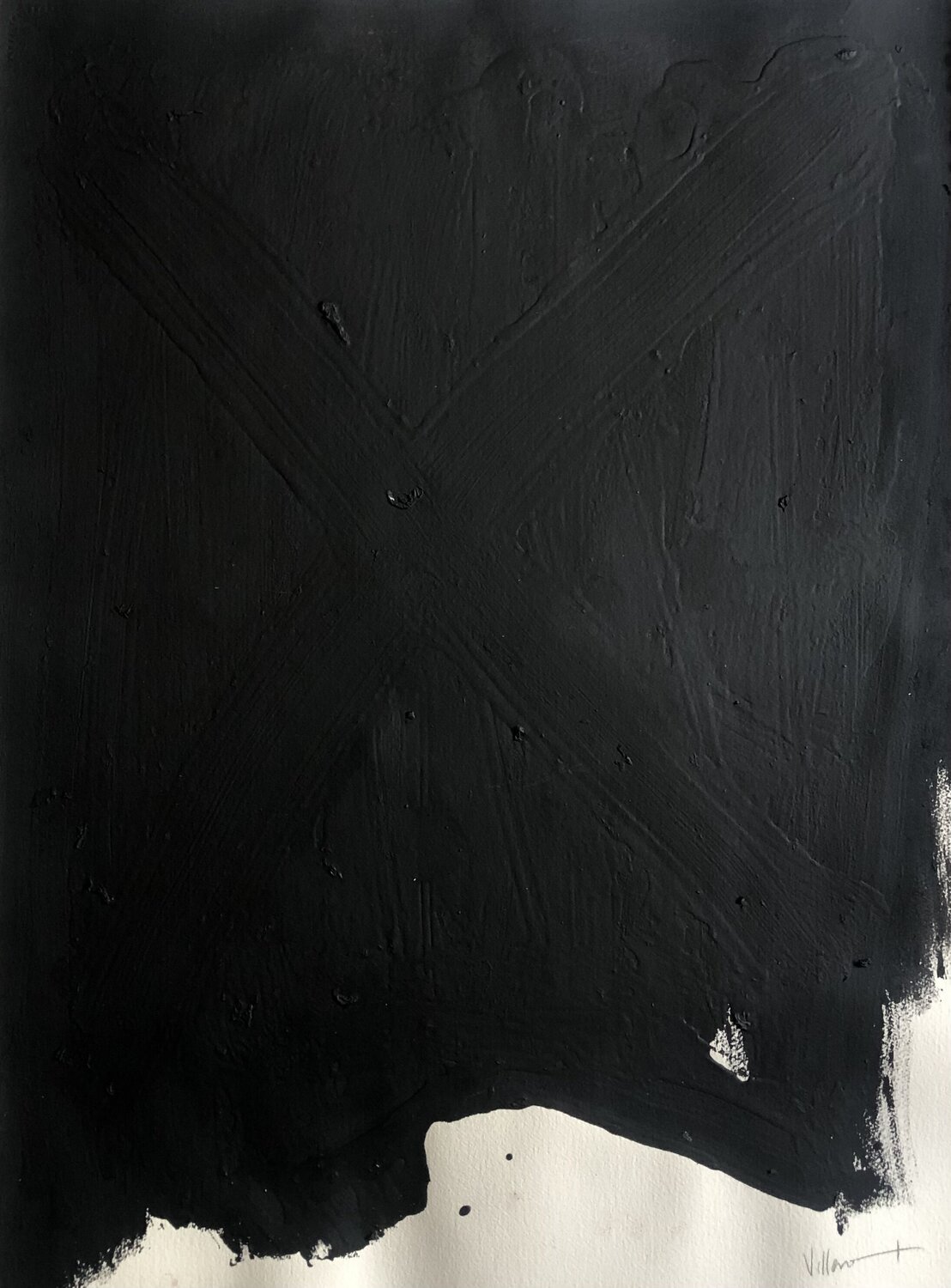 Pintura Negre amb Ics al Centre Carlos Villena Original painting for sale