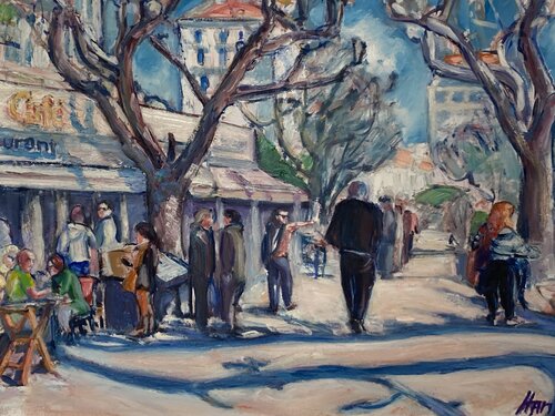Market at Cannes by Heiner Handschin, Painting for Sale on Select