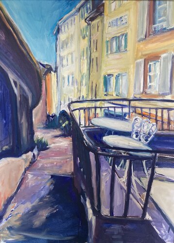 Lausanne - A Morning in Old Town by Heiner Handschin, Painting for Sale on Select