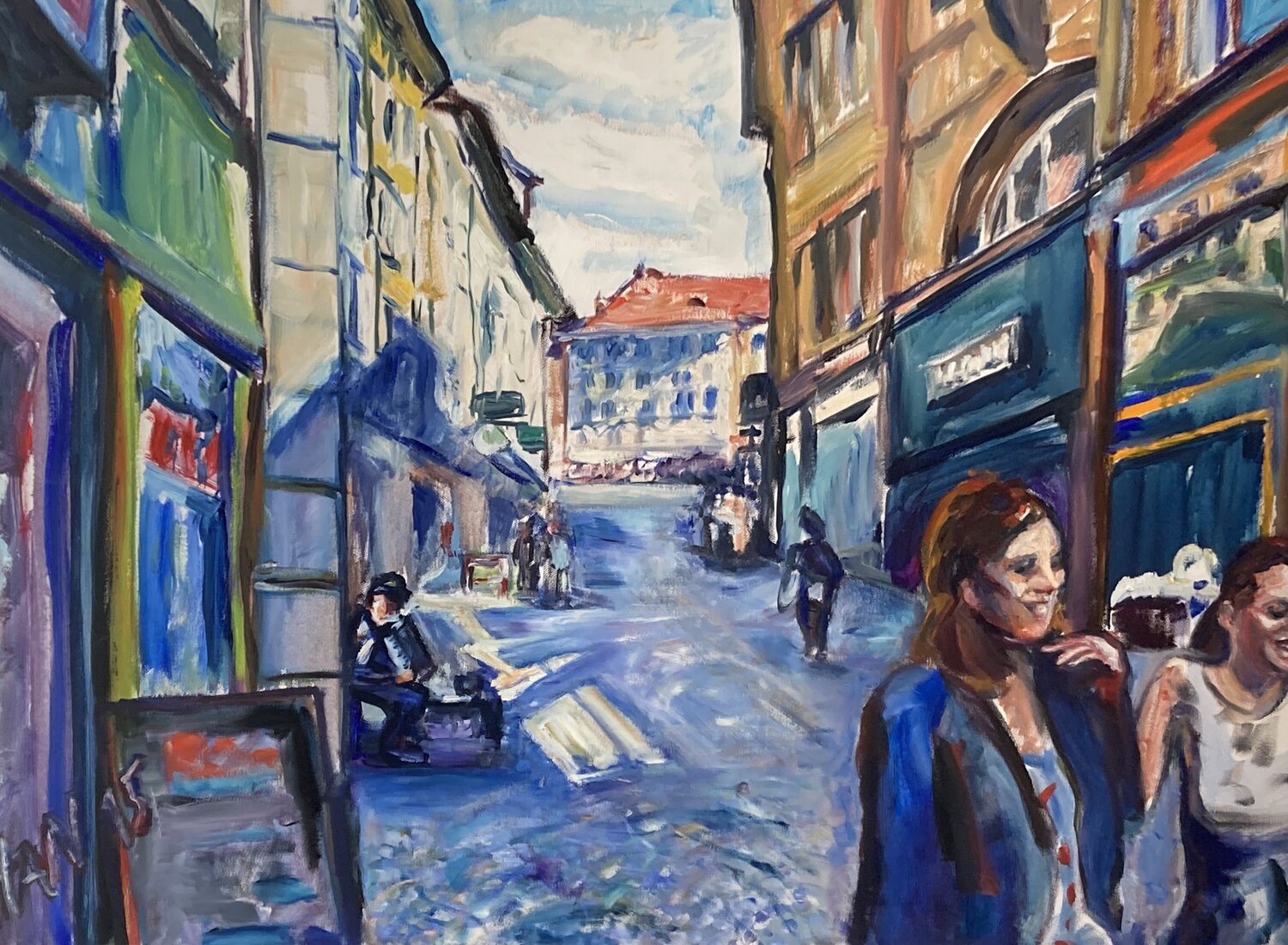 Streets of Lausanne Heiner Handschin Original painting for sale