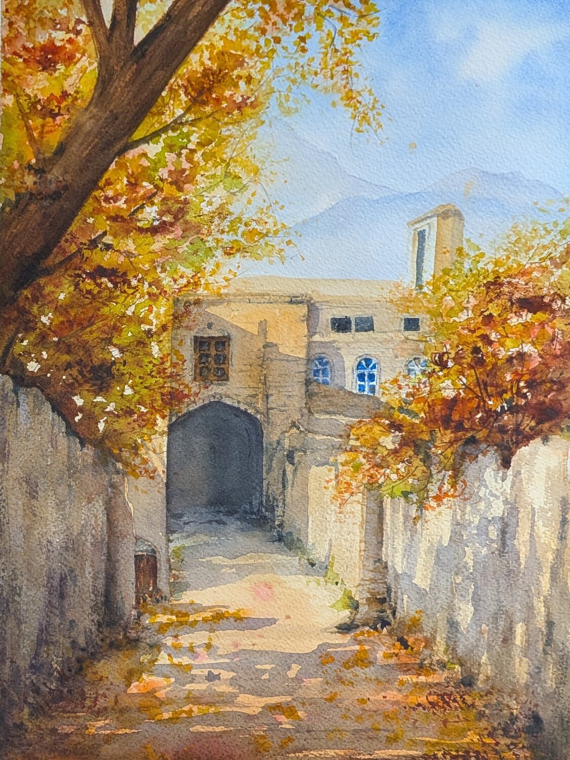 A lonely road Fatemeh Kazemeyni Original painting for sale