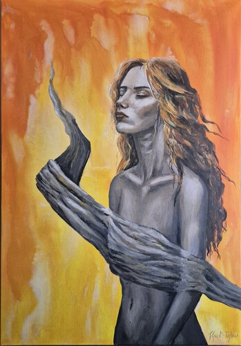 Inner fire - The painting was painted by Julia Gust-Trybuś. by Julia Gust - Trybuś Grzegorz Gust, Painting for Sale on Select