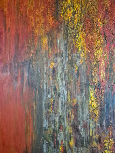 Burning barn - The painting was painted by Grzegorz Gust. by Julia Gust - Trybuś Grzegorz Gust, Painting for Sale on Select