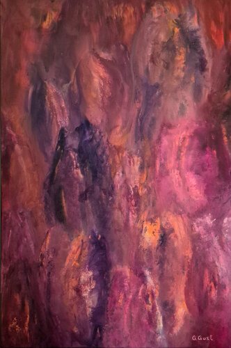 Fiery tulips - The painting was painted by Grzegorz Gust. by Julia Gust - Trybuś Grzegorz Gust, Painting for Sale on Select