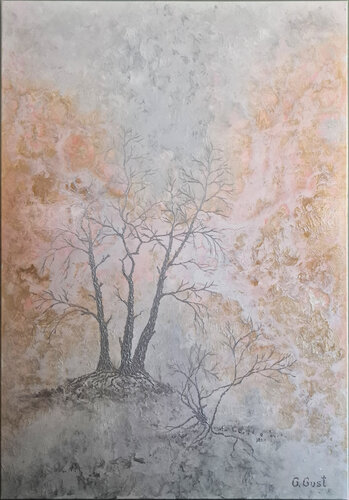 Winter in Japan – painted by Grzegorz Gust by Julia Gust - Trybuś Grzegorz Gust, Painting for Sale on Select