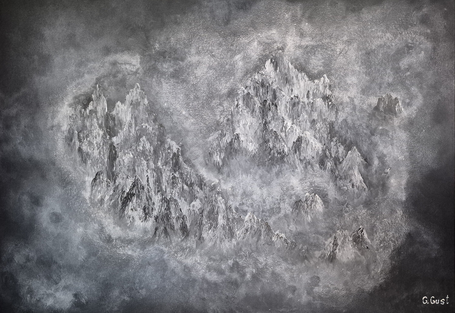 Black mountains - The painting was painted by Grzegorz Gust. Julia Gust - Trybuś Grzegorz Gust Original painting for sale