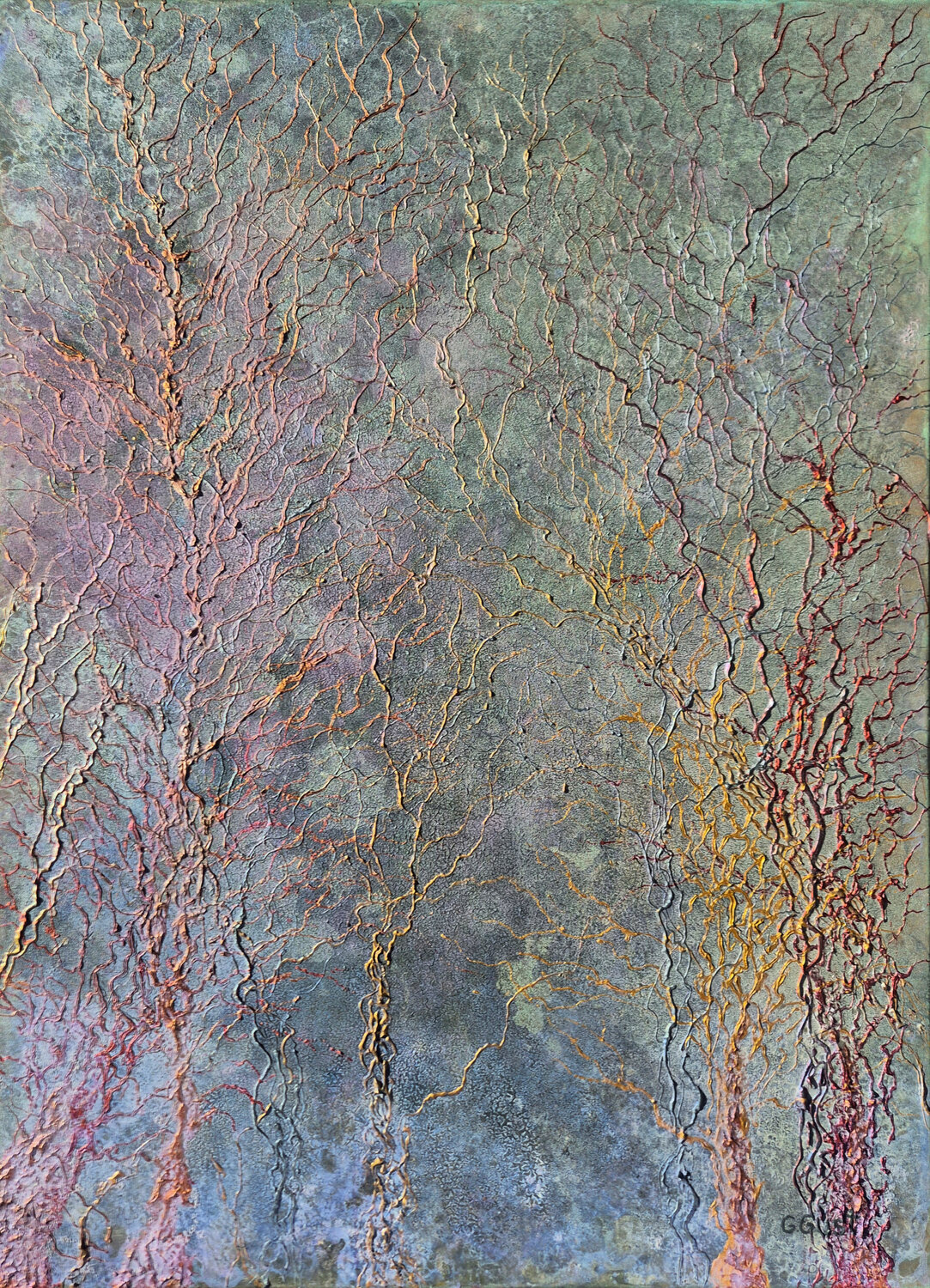 Post-industrial Force of Organic Matter, painted by Grzegorz Gust Julia Gust - Trybuś Grzegorz Gust Original painting for sale