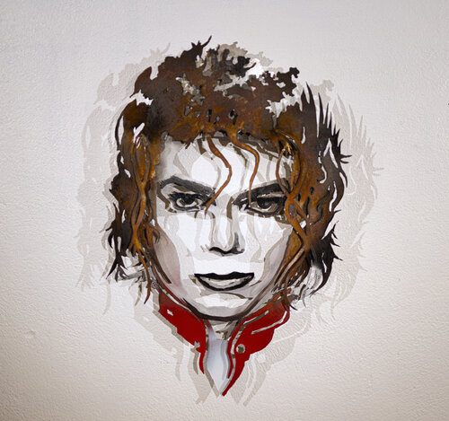 Michael Jackson - Metal portrait by Frédéric Daty, Sculpture for Sale on Select