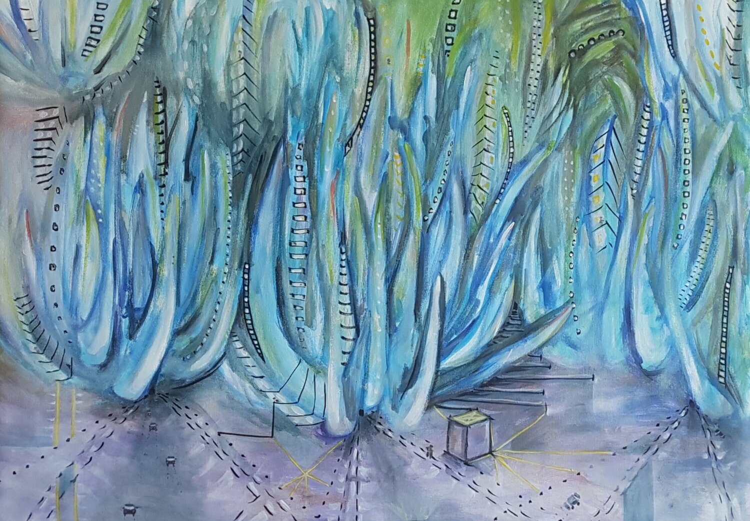 Blue Chalksticks CATALINA CORTES Original painting for sale