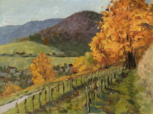 "Golden Vineyard" by Bernd Weber, Painting for Sale on Select