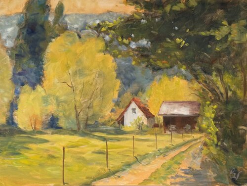 “Golden Morning in the Valley” by Bernd Weber, Painting for Sale on Select