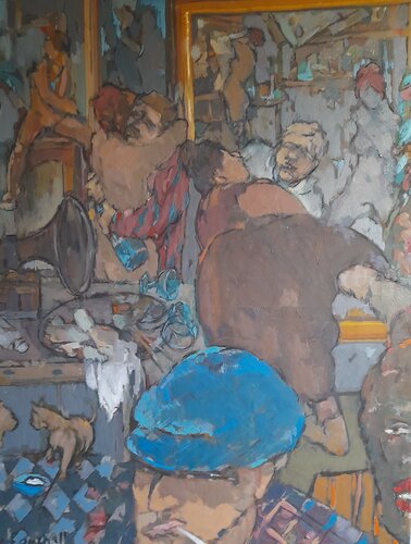 The Usual Friday Night Crowd by Lynn Bushell, Painting for Sale on Select