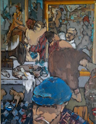The Usual Friday Night Crowd by Lynn Bushell, Painting for Sale on Select