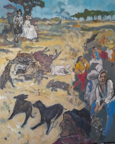 Mr and Mrs Andrews, posing for posterity on their Sudbury Estate by Lynn Bushell, Painting for Sale on Select