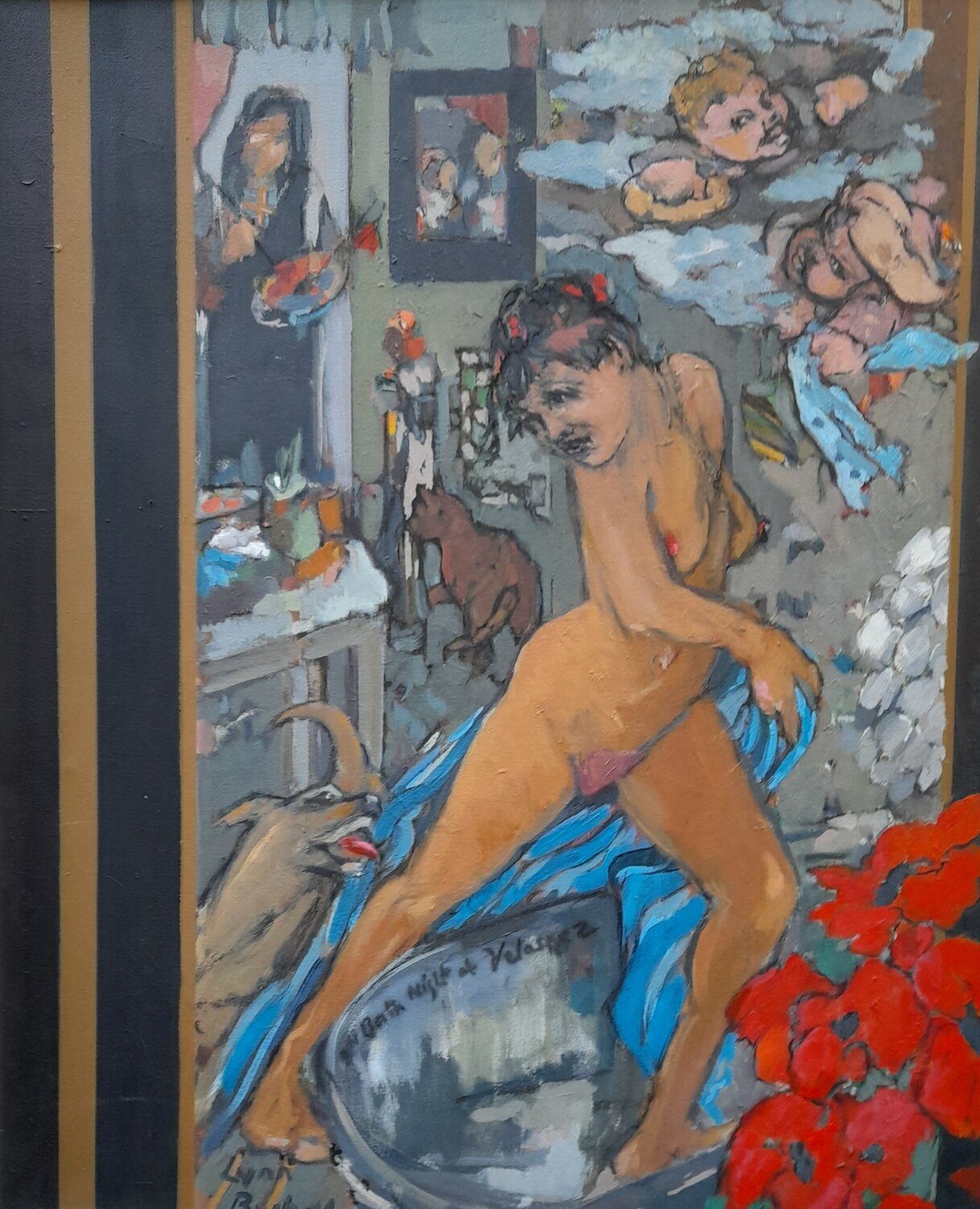 "Bath Night at Velasquez's" Lynn Bushell Original painting for sale