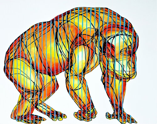 The Primal Grid: A Study of Power and Containment by Roi Pajursky, Painting for Sale on Select