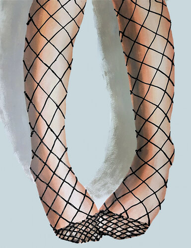 Entangled Elegance: A Study in Fishnets and Form by Roi Pajursky, Painting for Sale on Select