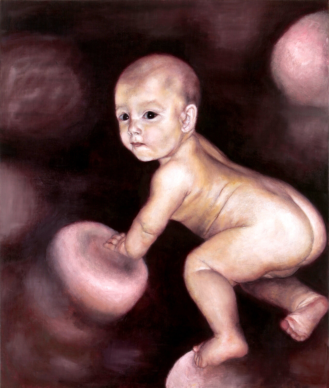 Original Surreal Baby Portrait Roi Pajursky Original painting for sale