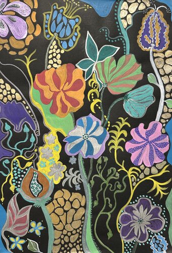 Kaleidoscopic Flora by Vera Deans (Vucicevic), Drawing for Sale on Select