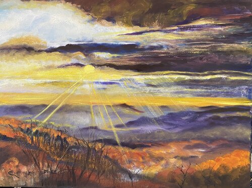 Blue Ridge Sunrise by Catherine Ludwig Donleycott, Painting for Sale on Select
