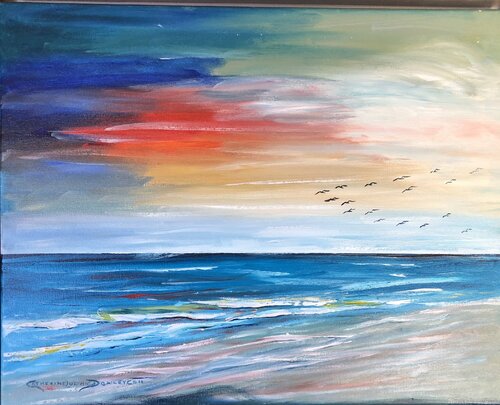 Sunset on the Beach by Catherine Ludwig Donleycott, Painting for Sale on Select