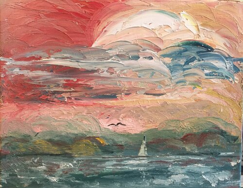 SUNSET SAIL by Catherine Ludwig Donleycott, Painting for Sale on Select