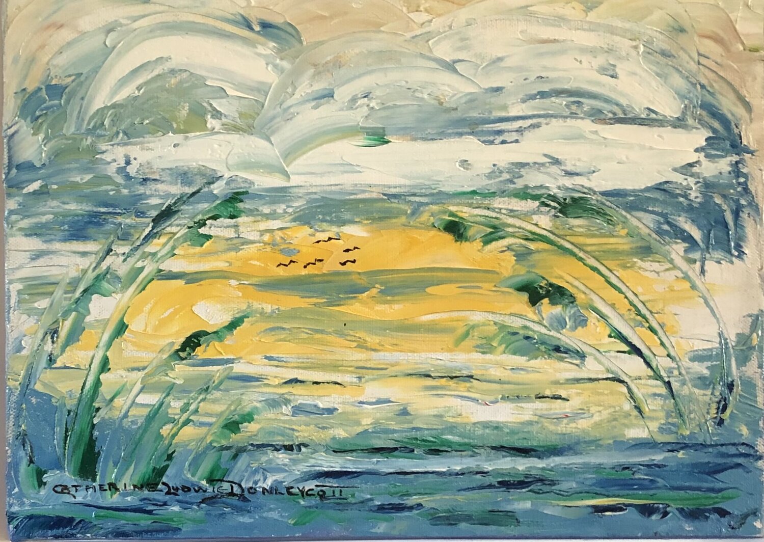 SUNRISE through SEA OATS Catherine Ludwig Donleycott Original painting for sale